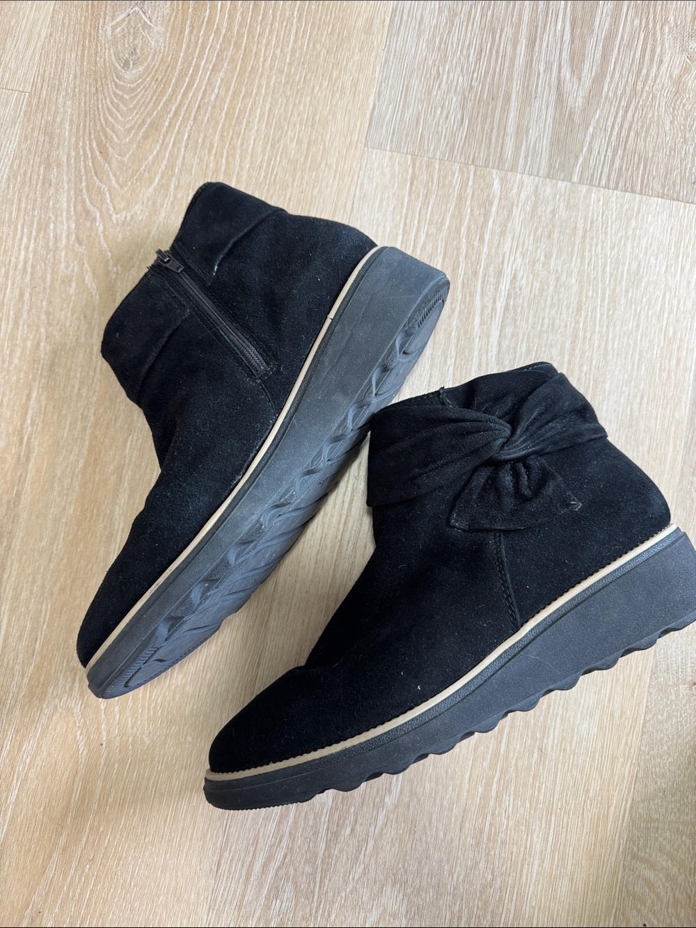 Clarks Black Suede Ankle Boots - Picture 2 of 5